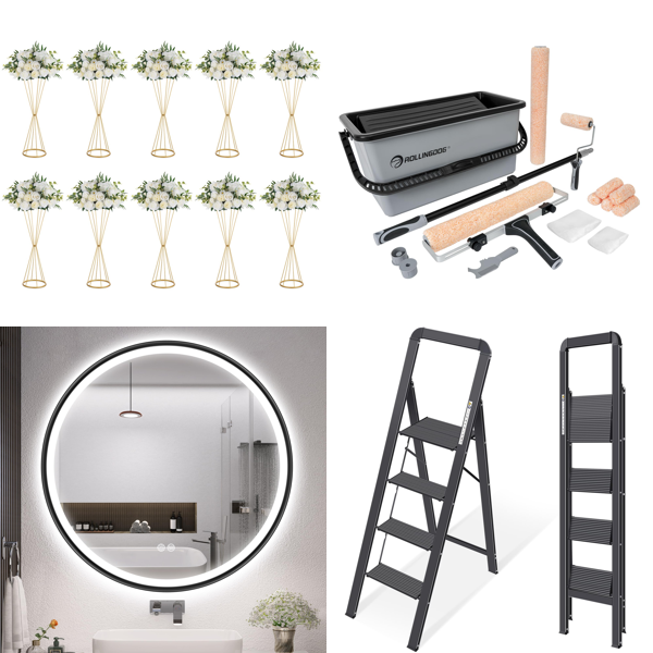 Source photograph for Pallet – Mixed Home Goods – Vases, Mirrors, Ladders, Suitcases, Deep Fryers, Garden Stands