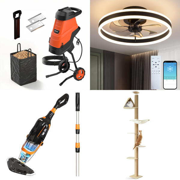 Source photograph for Pallet – Garden, Household & Leisure Goods – Shredders, Vacuums, Fans, Rugs, Cat Trees