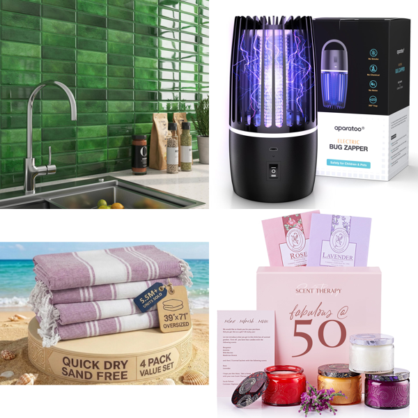Source photograph for Pallet – Mixed Goods – Electric Insect Zappers, Beach Towels, Self-Adhesive Tiles, Cabinet Handles