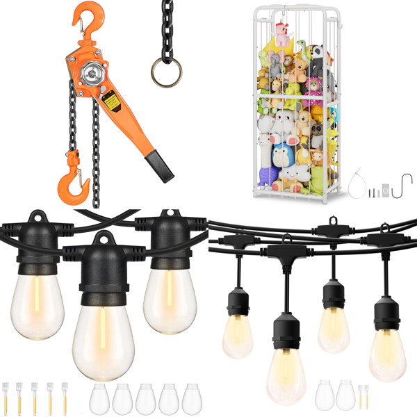 Source photograph for Pallet – Lighting, Toys & Electronics – Chain Hoist, String Lights, Toy Organiser, CD Players, Basketball Game, Rotary Tool