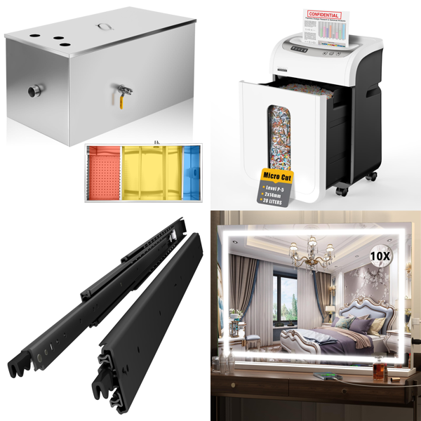 Source photograph for Pallet – Mixed Home & Commercial Equipment – Grease Trap, Paper Shredder, Mirror, Ice Cream Maker, Canopy, Utility Wagon