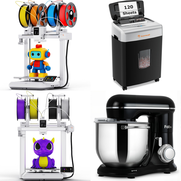 Source photograph for Pallet – Mixed Household Goods – 3D Printers, Paper Shredders, Stand Mixers, Mirrors, Window Films
