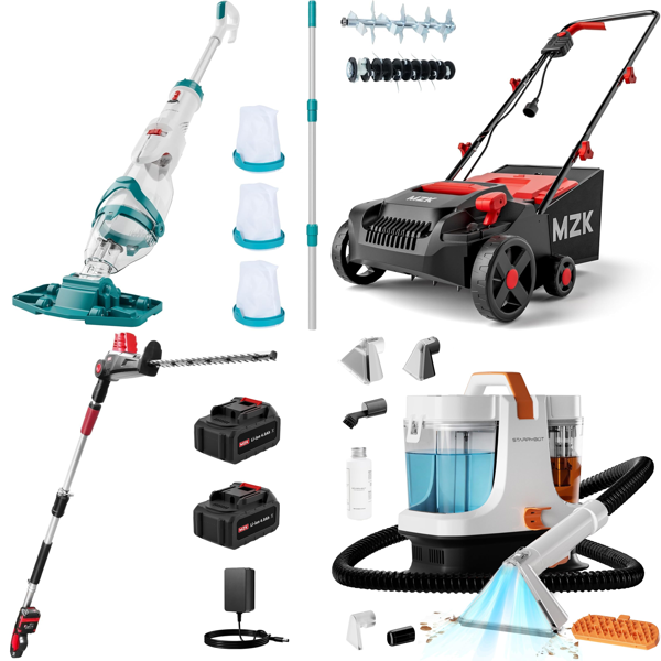 Source photograph for Pallet – Garden & Cleaning Equipment – Pool Vacuums, Hedge Trimmers, Lawn Scarifiers, Upholstery Cleaners