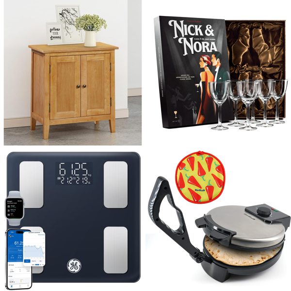 Source photograph for Pallet – Mixed Homeware – Cabinets, Heated Blankets, Smart Scales, Cocktail Glasses, Roti Maker