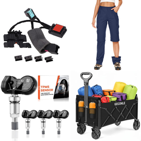 Source photograph for Pallet – Mixed Goods – Automotive Sensors, Hiking Trousers, Blankets, Tablecloths, Garden Fixings