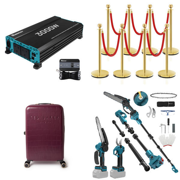 Source photograph for Pallet – Mixed Goods – Solar Inverters, Suitcases, Garden Tools, Painting Kits