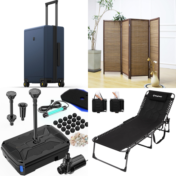 Source photograph for Pallet – Mixed Home & Garden – Trolley Case, Garden Lounger, Bamboo Room Dividers, Shower System
