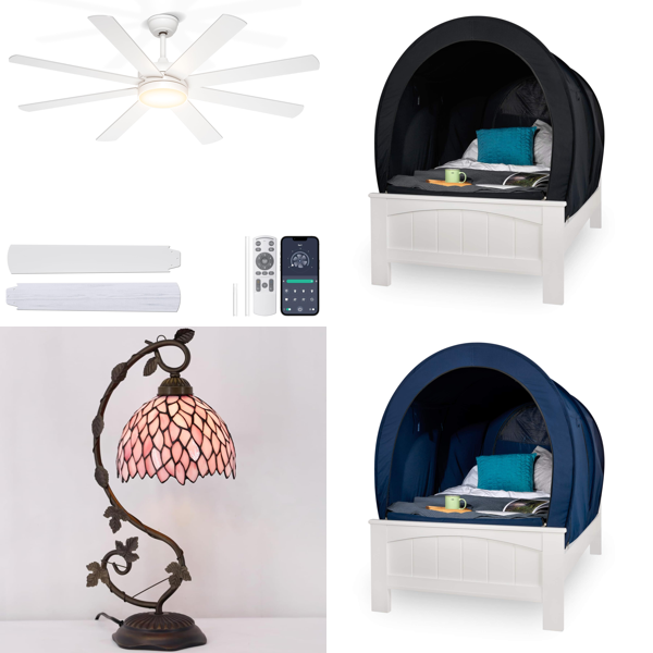 Source photograph for Pallet – Mixed Home & Garden Goods – Fans, Lamps, Mirrors, Bed Canopies, Power Tools