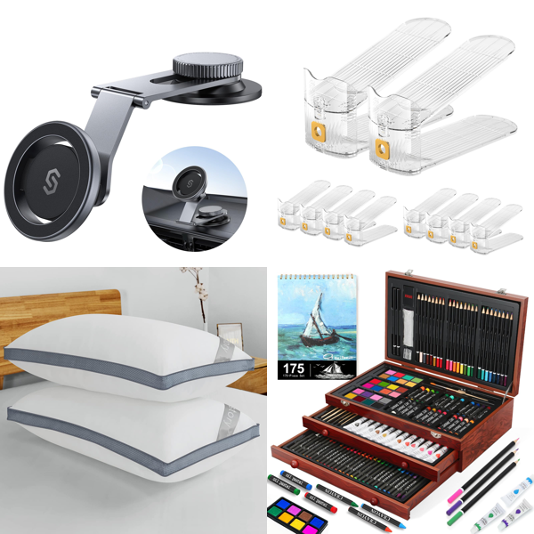 Source photograph for Pallet – Mixed Goods – Art Set, Pillows, Shoe Organizers, Camping Mattress, Garden Shade Netting