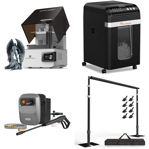 Source photograph for Pallet – Mixed Goods – 3D Printer, Pressure Washer, Paper Shredder, Cast Iron Cookware, Home Safe