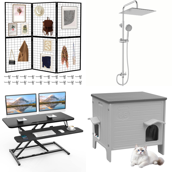 Source photograph for Pallet – Mixed Goods – Retail Displays, Shower Systems, Standing Desks, Raised Garden Beds, Kitchen Appliances