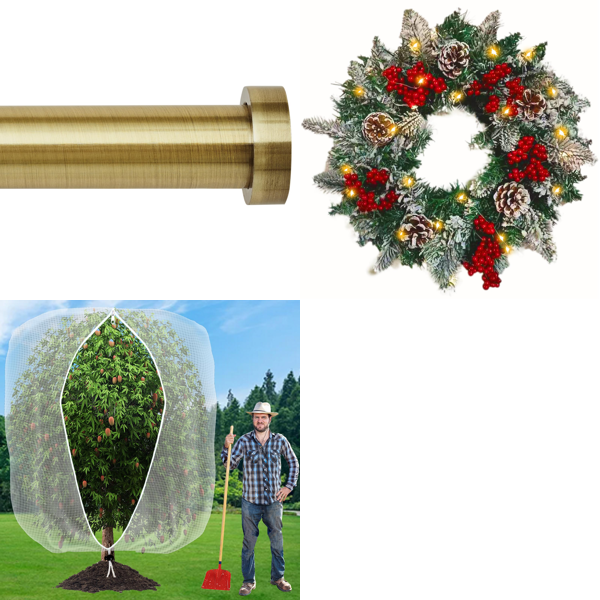 Source photograph for Pallet – Home, Garden & Seasonal Goods – Curtain Poles, Protective Netting, Christmas Wreaths