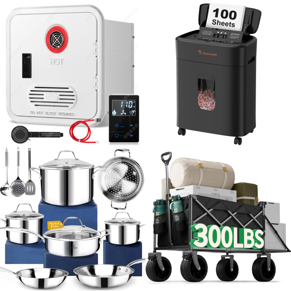 Source photograph for Pallet – Household Equipment – Cookware, Air Fryers, Shredders, Suitcases