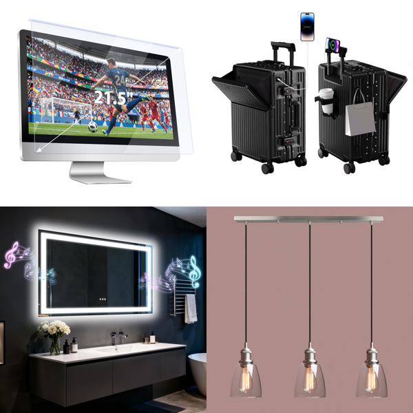 Source photograph for Pallet – Mixed Home & Interior Goods – Screen Protector, Mirror, Suitcase, Lighting, Rugs, Wall Panels, Stand Mixer
