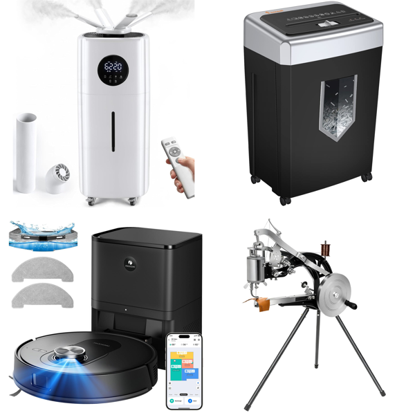 Source photograph for Pallet – Home & Business Equipment – Humidifier, Robot Vacuum, Paper Shredder, Suitcase, Mattress Topper, Catering Dishes