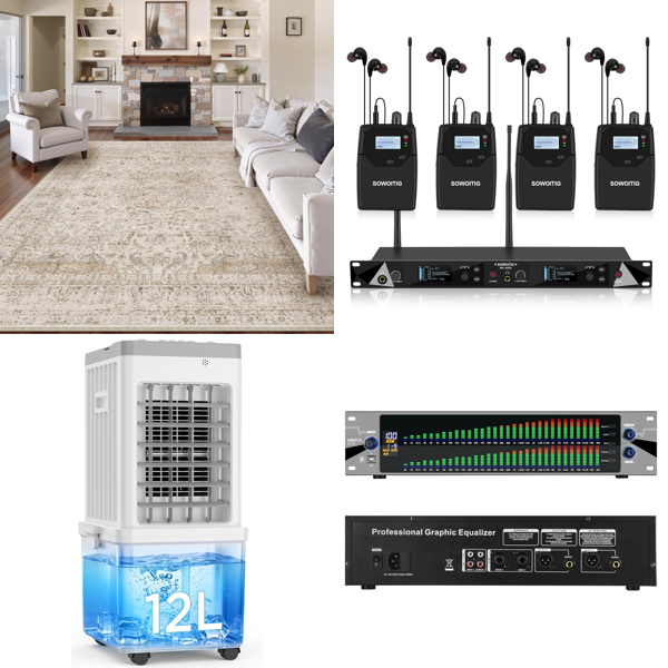 Source photograph for Pallet – Mixed Home Goods – Air Conditioners, Lighting, Audio Equipment, Kitchen Appliances, Furniture