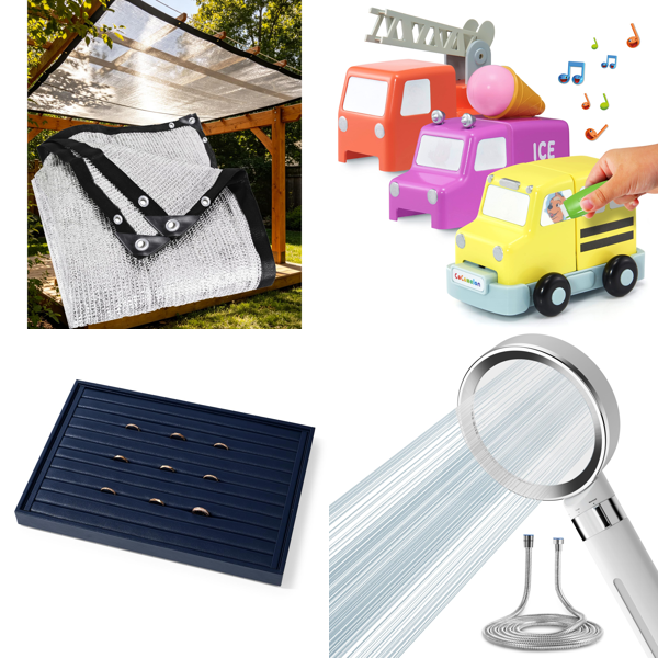 Source photograph for Pallet – Mixed Home Goods – Shade Cloths, Shower Heads, Hangers, Photo Frames, Kitchen Mats