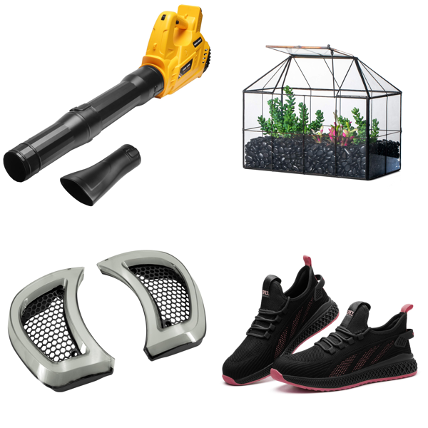 Source photograph for Pallet – Mixed Home & Apparel – Leaf Blowers, Safety Shoes, Rugs, Blankets