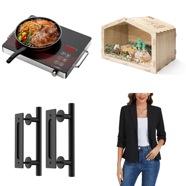 Source photograph for Pallet – Mixed Goods – Hobs, Sliding Door Handles, Hamster Cages, Women's Apparel, Woks