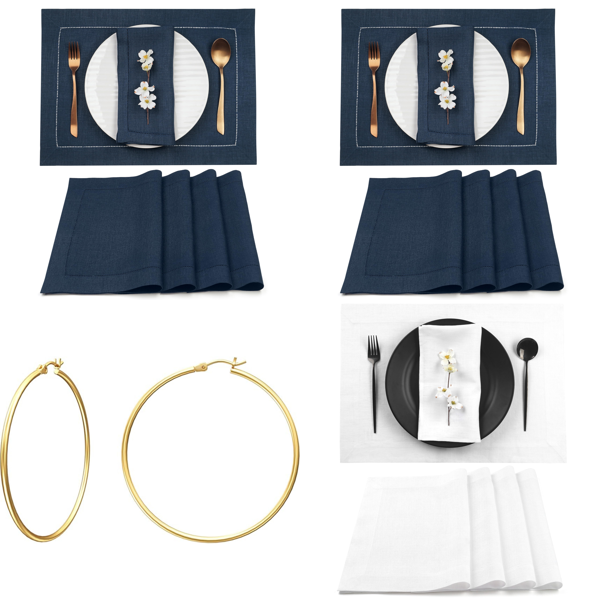 Source photograph for Pallet – Table Textiles – Linen Tablecloths, Placemats, Table Runners, Gold Hoop Earrings