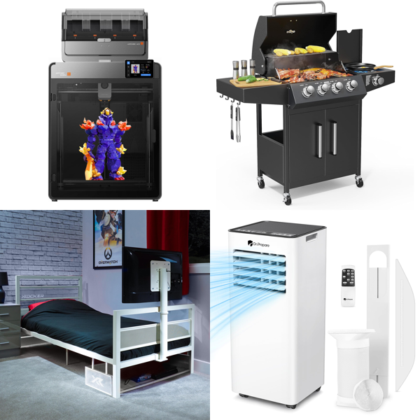 Source photograph for Pallet – Electronics, Garden, Climate Control – 3D Printer, Gaming Bed, Gas Barbecue Grill, Portable Air Conditioner