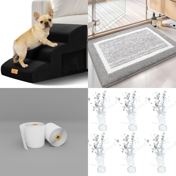 Source photograph for Pallet – Home Goods – Dog Stairs, Till Rolls, Bath Mats, Snowflake Decorations