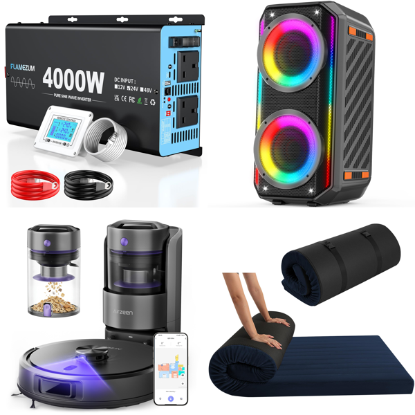Source photograph for Pallet – Electronics & Home – Inverters, Robot Vacuum Cleaners, Bluetooth Speakers, Projector Screens