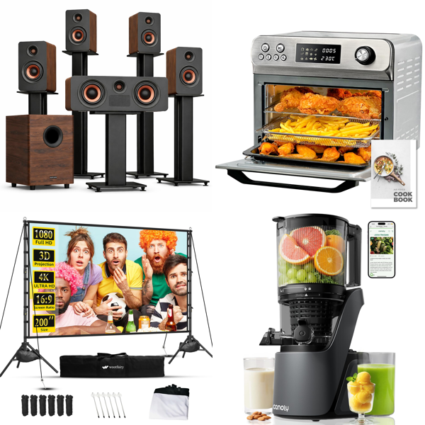 Source photograph for Pallet – Electronics & Home Appliances – Surround Sound System, Projector Screen, Air Fryer Oven