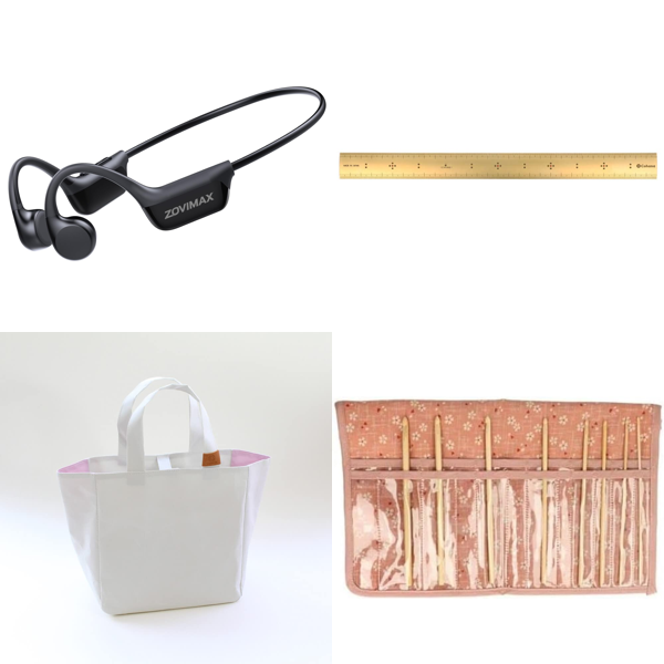 Source photograph for Pallet – Mixed Goods – Headphones, Project Bags, Crochet Hooks, Rulers, Toner Cartridges