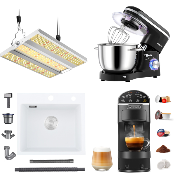 Source photograph for Pallet – Mixed Kitchen & Home Appliances – Coffee Machines, Stand Mixer, Juicer, Kitchen Sink