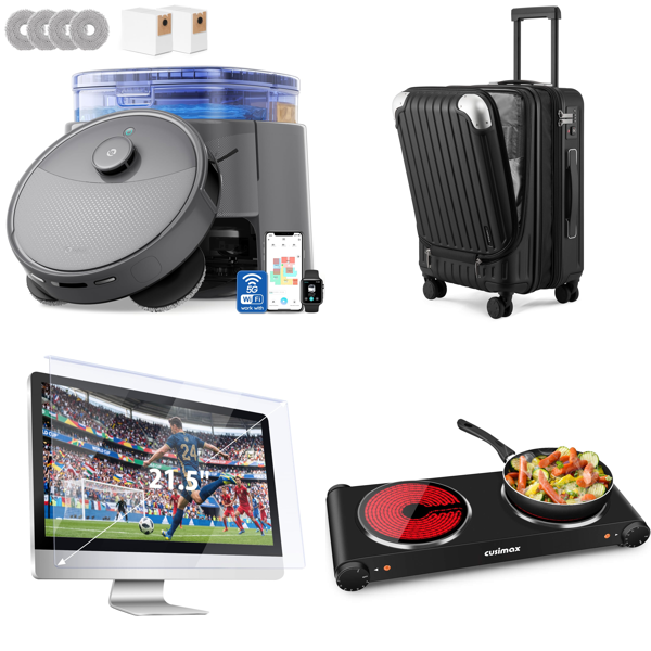 Source photograph for Pallet – Home & Technology – Robot Vacuum, Screen Protector, Suitcase, Hot Plate, Bed Rails