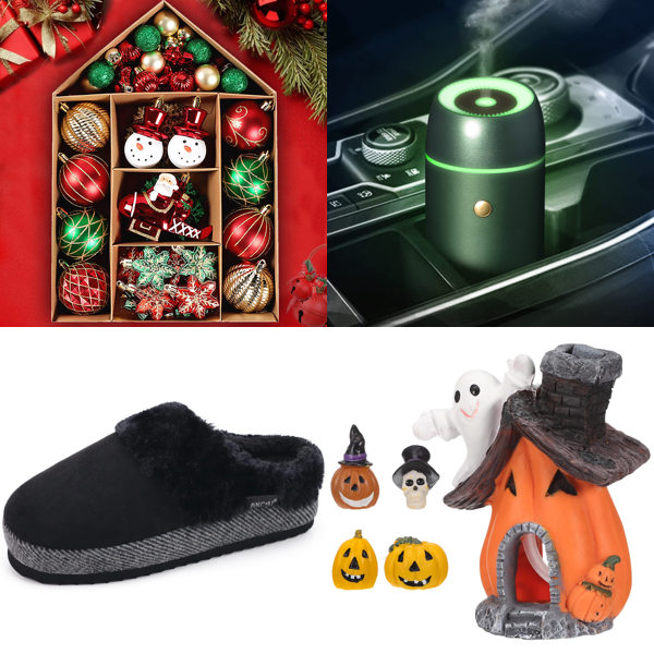 Source photograph for Pallet – Mixed Goods – Christmas Decorations, Slippers, Scent Diffusers, Sleeping Bags, Aquarium Decorations