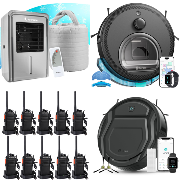 Source photograph for Pallet – Mixed Electronics & Home Goods – Robot Vacuums, Walkie-Talkies, Monitor Mount, Toaster