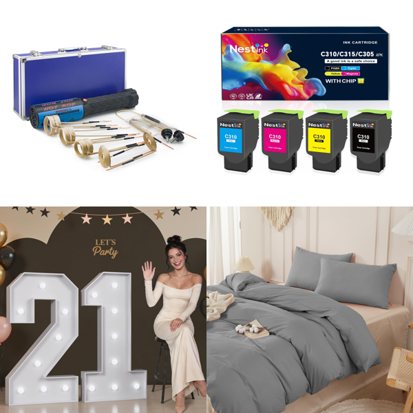 Source photograph for Pallet – Mixed Home, Electronics & Pet Products – Induction Heater, Toner Cartridges, Bedding, Rugs