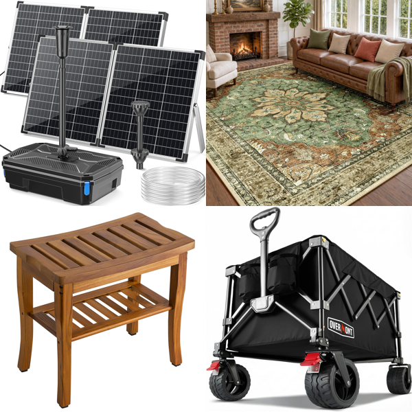 Source photograph for Pallet – Mixed Home, Garden & Renovation Products – Pond Pumps, Shower Benches, Rugs, Folding Trolleys, Painting Canvases