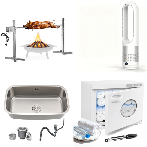 Source photograph for Pallet – Home & Garden Equipment – BBQ Grill, Kitchen Sink, Tower Fan, Mirrors