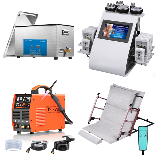 Source photograph for Pallet – Professional Equipment – Ultrasonic Cleaner, TIG Welder, Body Sculpting Machine, Lawn Mower