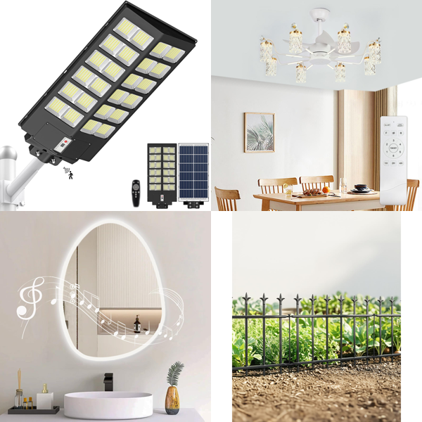 Source photograph for Pallet – Home Furnishings – Solar Lights, Mirrors, Ceiling Fans, Garden Fences, Curtains