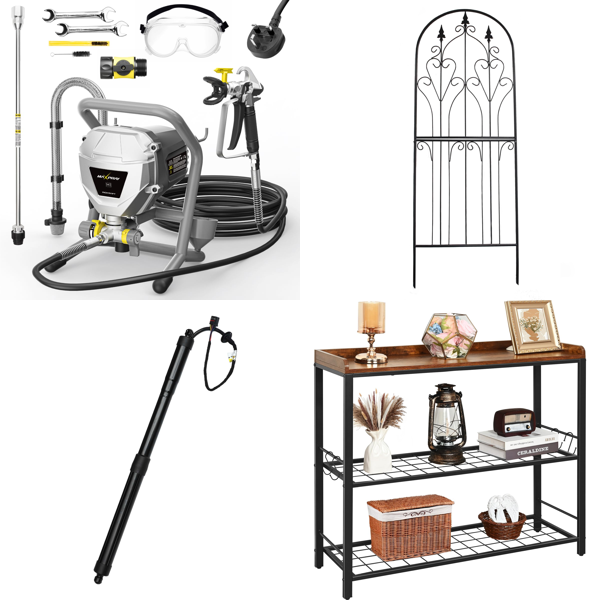 Source photograph for Pallet – Garden & Home Equipment – Paint Sprayers, Grass Trimmers, Camping Chairs, Metal Trellises
