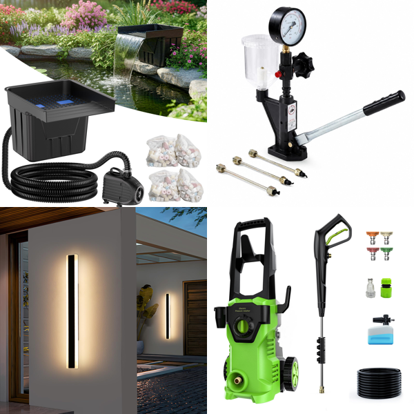 Source photograph for Pallet – Mixed Home & Garden Equipment – Pressure Washers, LED Lighting, Tools, Car Ramps