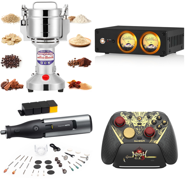 Source photograph for Pallet – Electronics & Appliances – Gaming Controllers, Grain Grinder, Phono Preamp, Wildlife Camera, Pool Vacuum