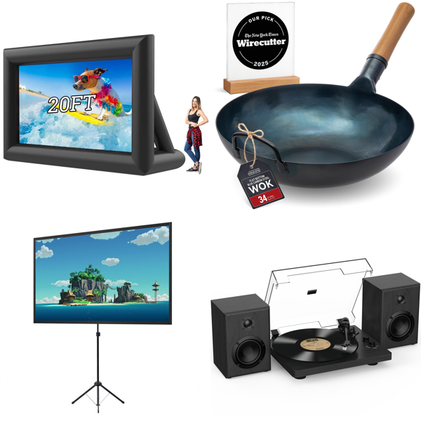 Source photograph for Pallet – Electronics & Kitchen – Projector Screens, Wok Pans, Record Player, Vacuum Cleaner, Ice Maker