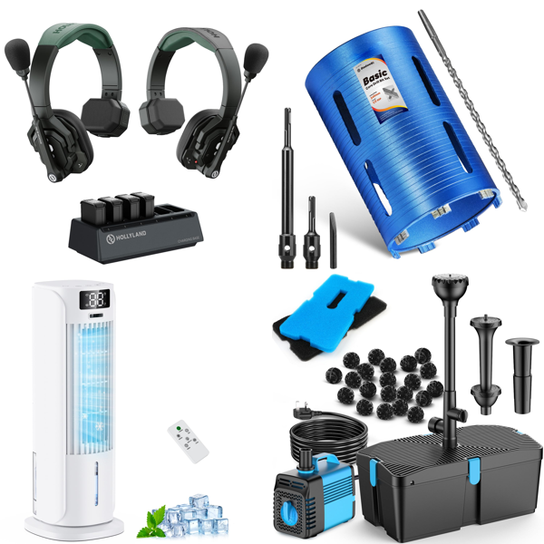 Source photograph for Pallet – Mixed Equipment & Appliances – Intercom Systems, Air Coolers, Pond Pumps, Steam Cleaners, Dumbbells