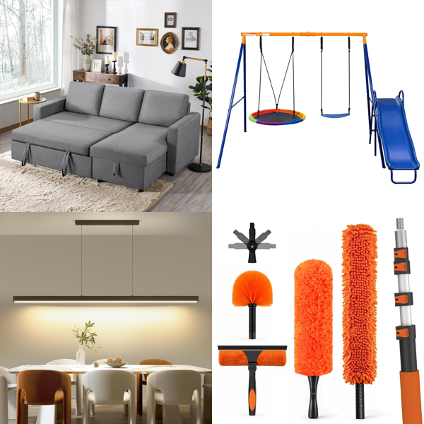 Source photograph for Pallet – Home, Garden & Office – Corner Sofa Bed, Swing Set With Slide, LED Pendant Light, Magnetic Whiteboard