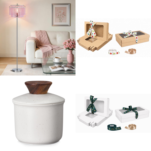 Source photograph for Pallet – Homeware & Gift Packaging – Gift Boxes, Floor Lamp, Ceramic Butter Keeper