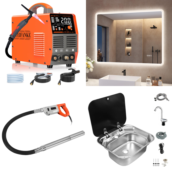 Source photograph for Pallet – Home & Workshop Equipment – Welding Machine, Concrete Vibrator, Karaoke System, Steam Cleaner