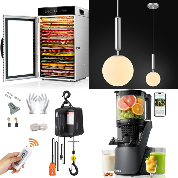 Source photograph for Pallet – Appliances & Tools – Food Dehydrators, Electric Hoists, Juicers, Garden Tools