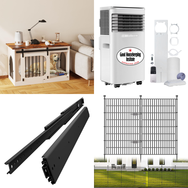 Source photograph for Pallet – Home, Garden & Furniture – Dog Crate, Air Conditioner, Garden Fence, Full-Length Mirror, Chest of Drawers