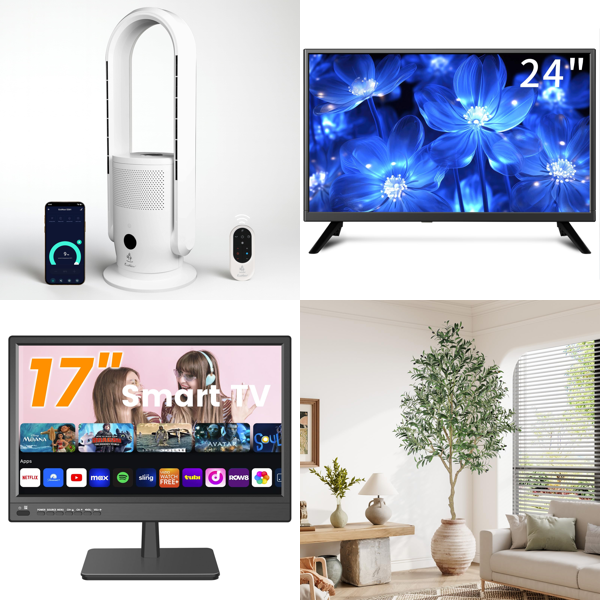 Source photograph for Pallet – Electronics & Home – Televisions, Air Purifier Fan, Artificial Trees, Guitar Stands