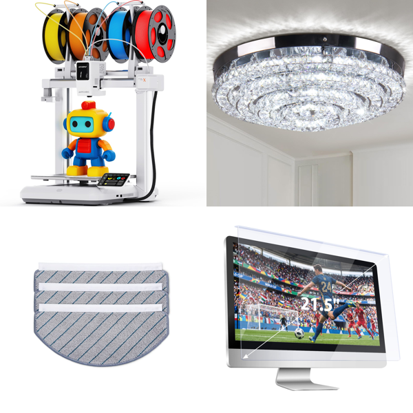 Source photograph for Pallet – Mixed Appliances & Equipment – 3D Printer, Robot Vacuum, Ceiling Light, Fan, Ice Maker